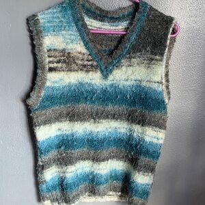 SHEIN Fuzzy Knit Vest in Blue and Gray